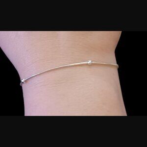 925 Sterling Silver Ball Bead Accent 9" Long Bracelet Anklet